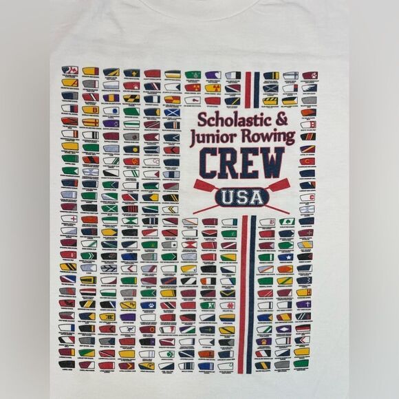 Scholastic & Junior Rowing Crew USA Graphic T-shirt Men Medium White Long Sleeve - Picture 2 of 6
